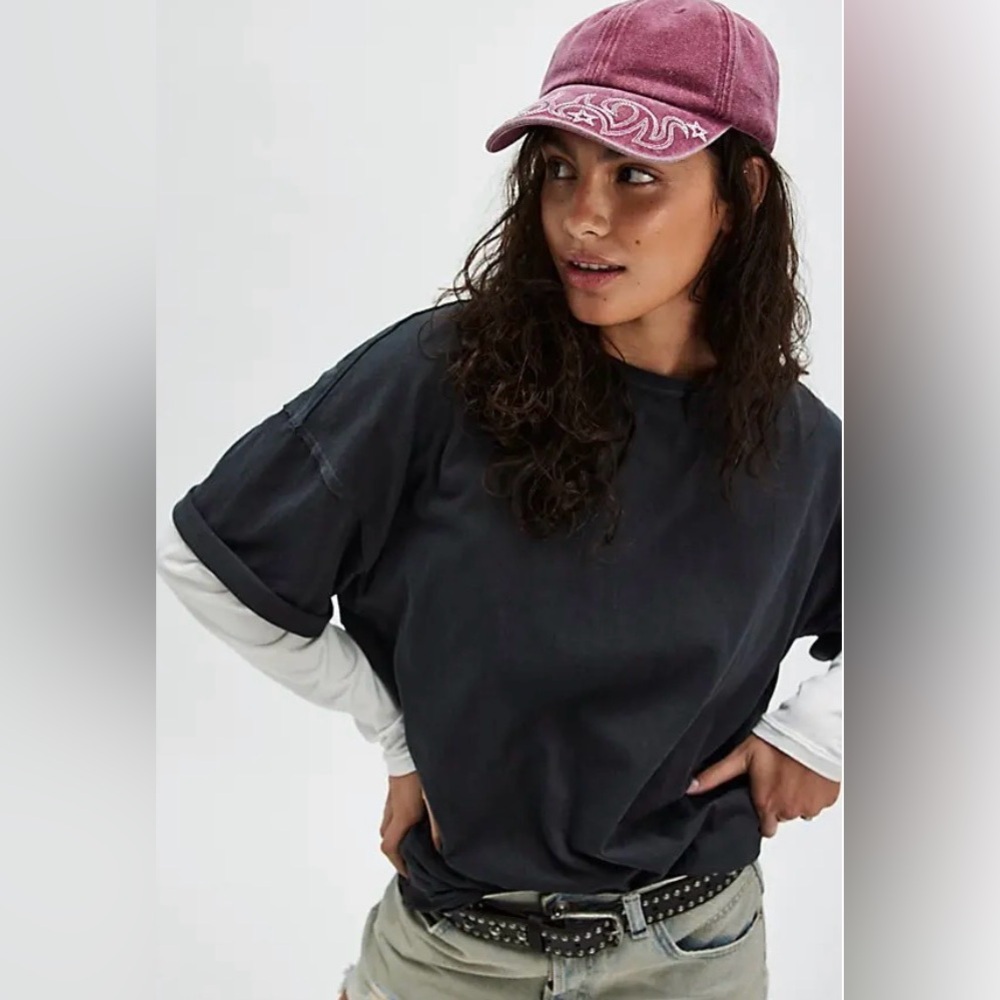 NWT Free People Understated Leather Reiko Washed Baseball Hat In Washed Red